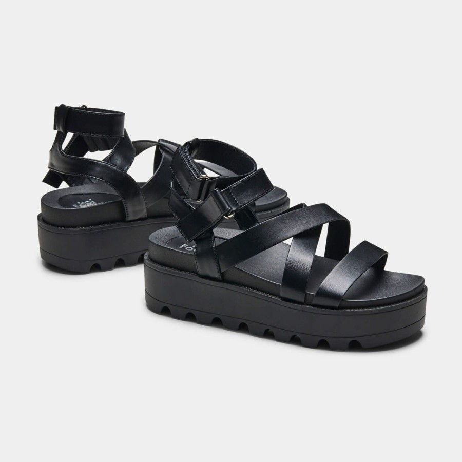 Women Koi footwear Platform Sandals | Crix Black Chunky Flatform ...